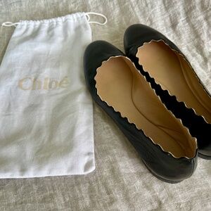 Chloé Lauren Leather Scalloped Ballet Flats - Sz 8.5